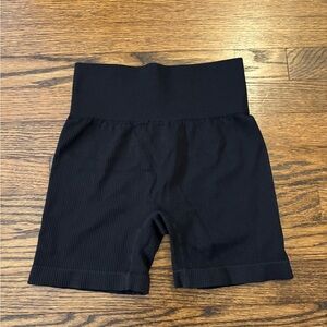 Black Ribbed Shorts